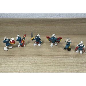 Lot of 6 Vintage Schleich Peyo Smurf Figures Late 60-70s Smurfs Figures‎